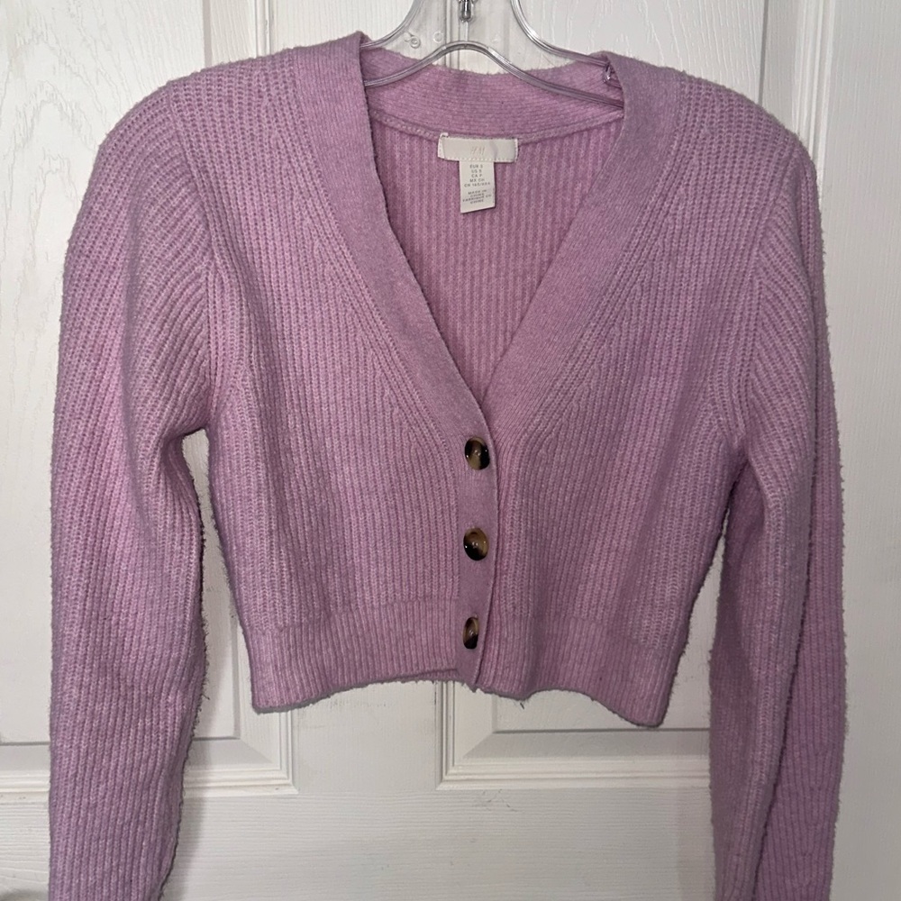 H&M pink cropped cardigan